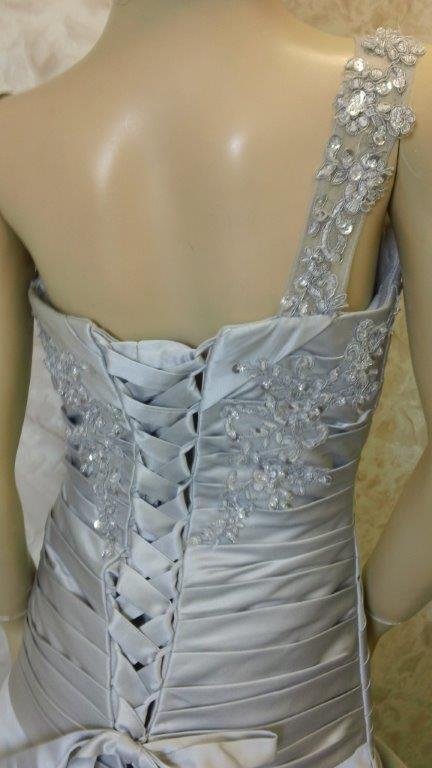 silver one shoulder pickup dress